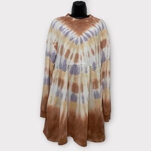 Wild Fable Orange White & Purple Tie Dye Long Sleeve Dress Size Small NWOT